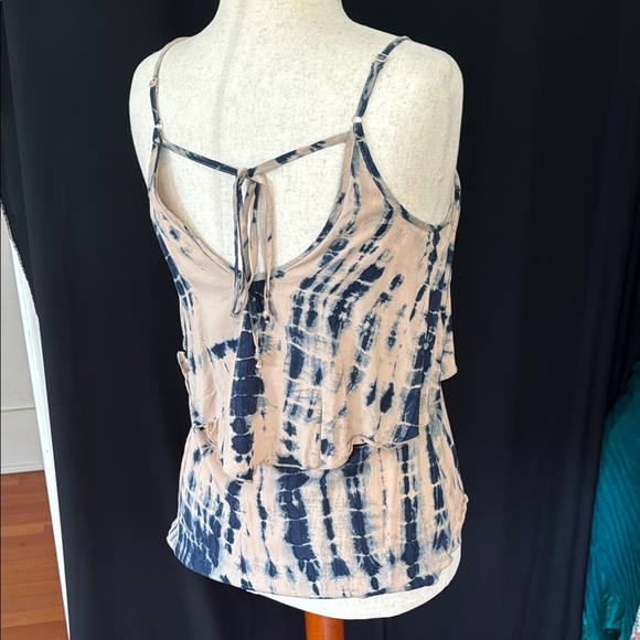 Mimi Chica Tie-Dye Spaghetti Strap Top - Blue and Tan, Medium - Picture 3 of 7